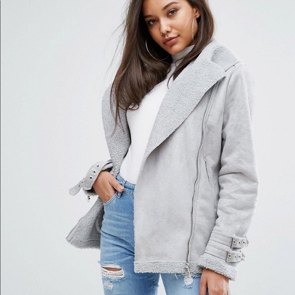 Grey suede aviator jacket Clearance